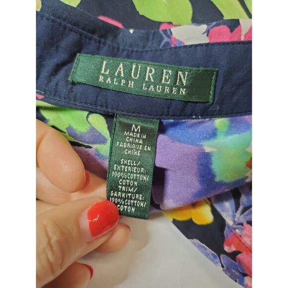 Lauren Ralph Lauren Womens Medium Top Button‎ Front Long Sleeve Floral Colorful - Picture 5 of 8
